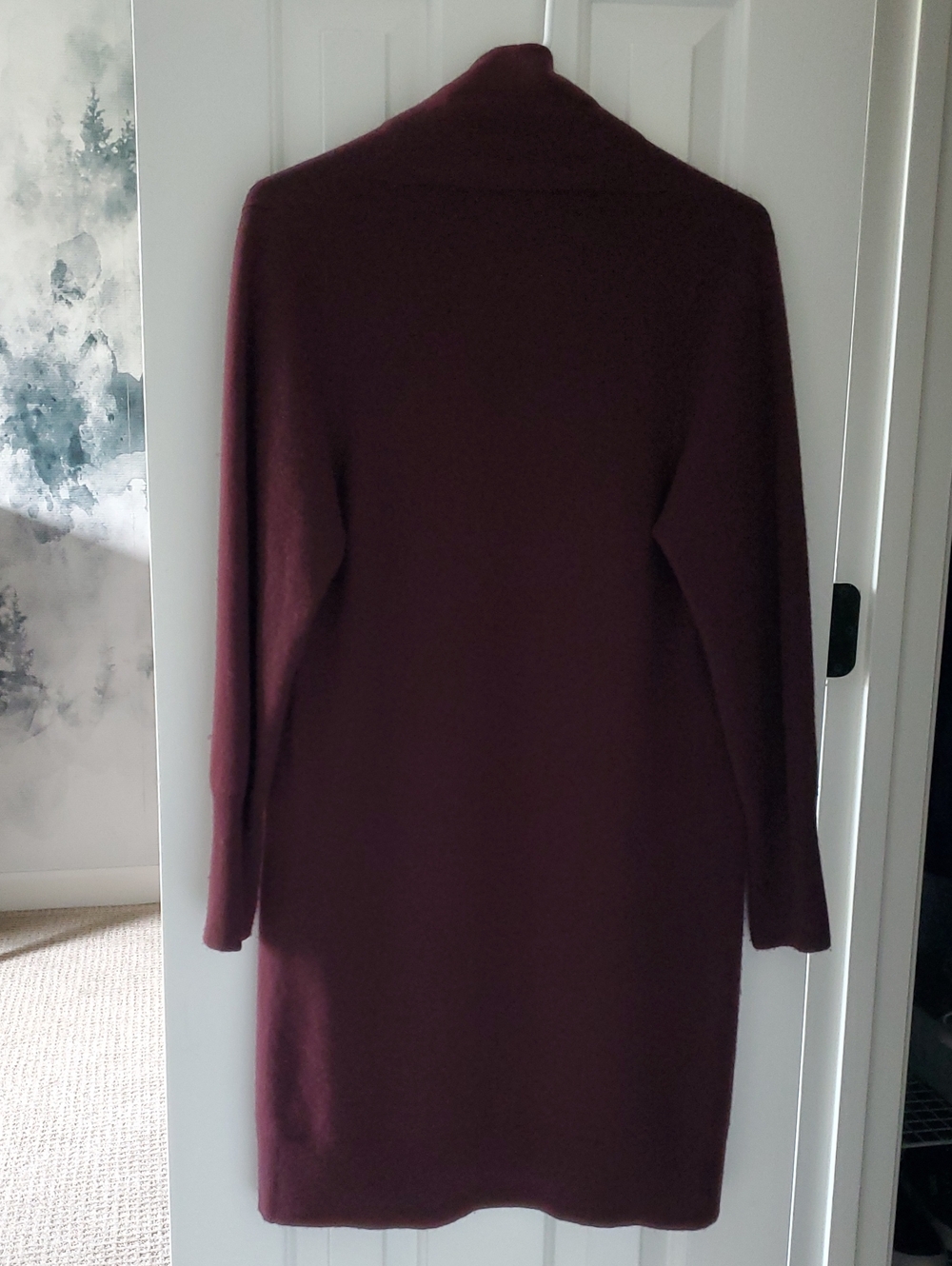 .. Quince Mongolian Cashmere Duster, Burgundy (S) - Picture 11 of 12